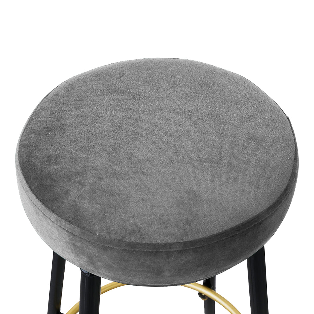 Levede 2x Bar Stools Barstools Velvet Grey